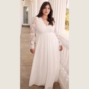 NEW Lulu's Awaken My Love White Long Sleeve Lace Maxi Dress Size XL White